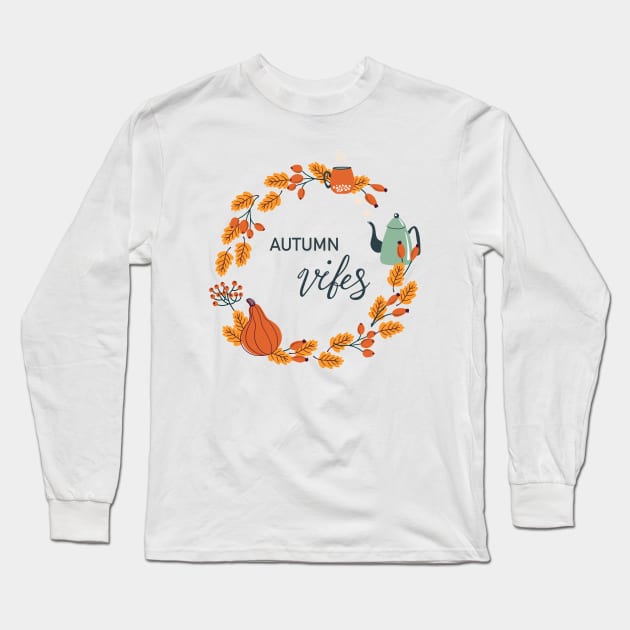 Autumn vibes wreath Long Sleeve T-Shirt by DanielK